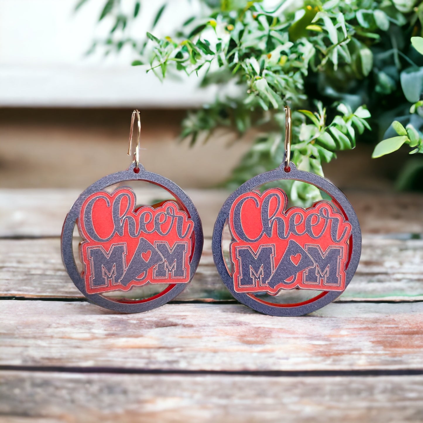 Blue and Red Cheer Mom Earrings