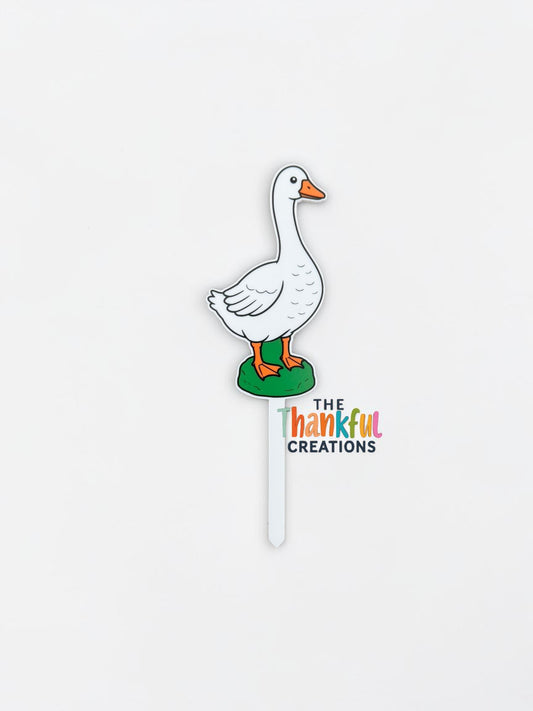 Vintage inspired concrete porch goose plant stake for indoor plants, cottagecore garden decor, grandmacore plant accessory, whimsical farmhouse planter decoration, funny goose gift for plant lovers and houseplant collectors.