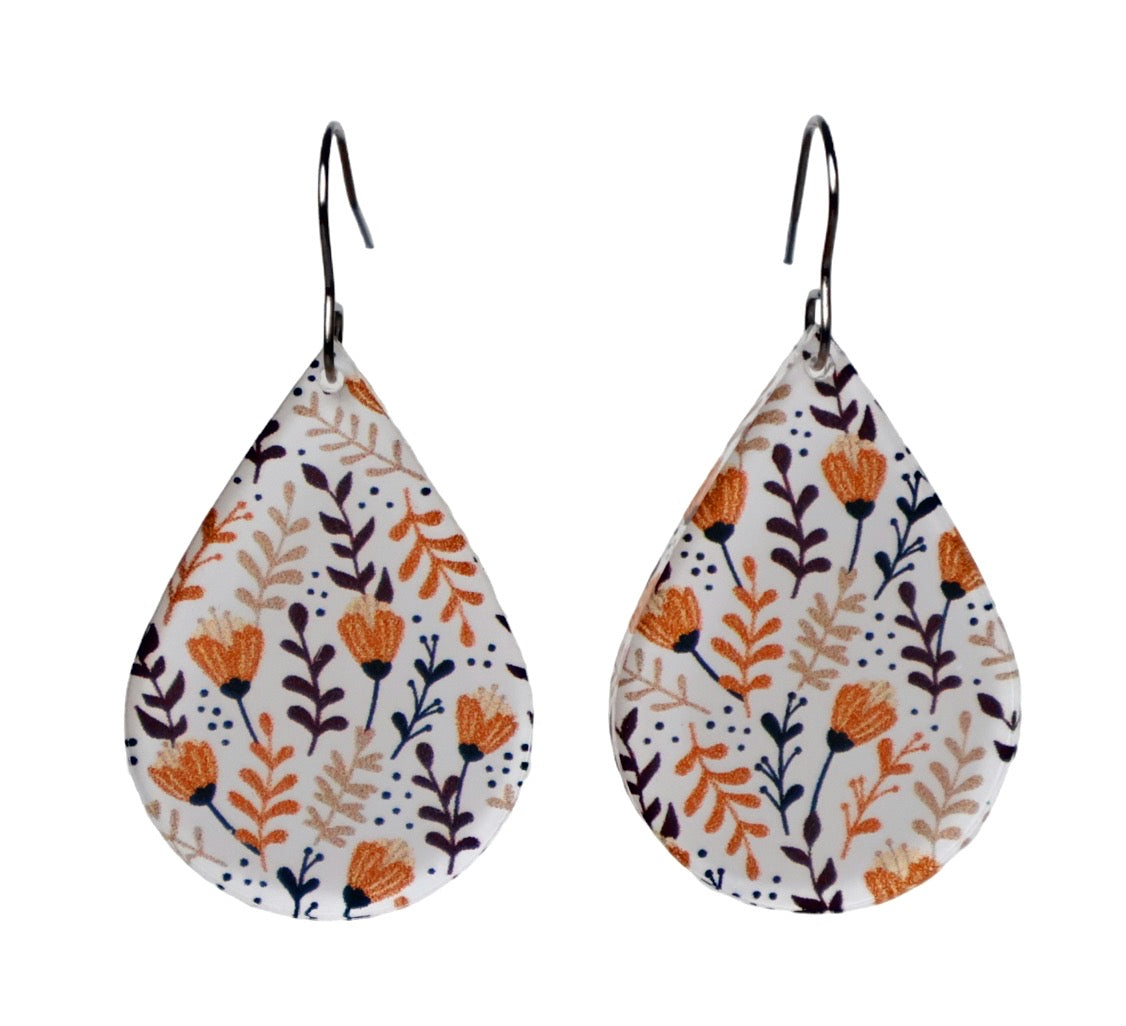 White Floral Earrings