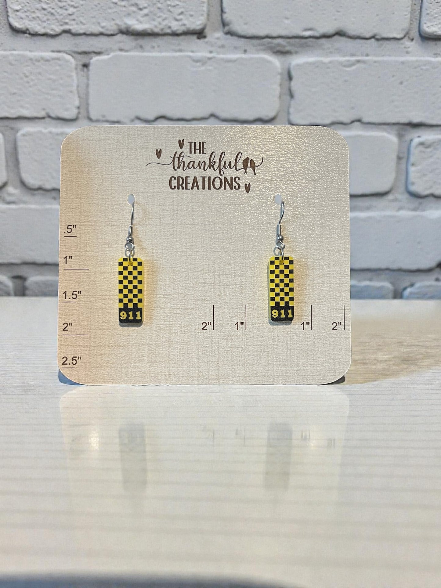 911 Dispatcher Earrings Checkered