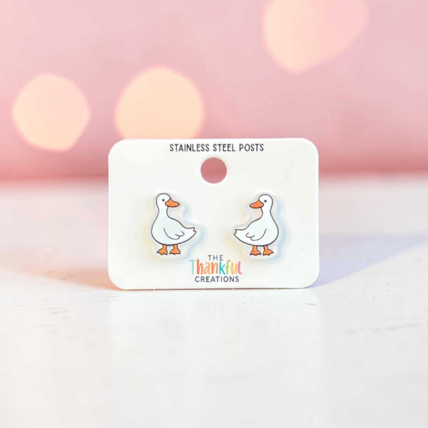 Goose Stud Earrings | Cute Farm Animal | Lightweight Acrylic