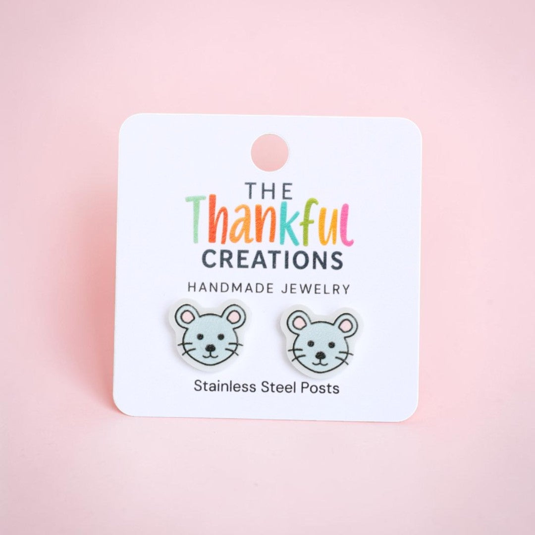 Mouse Stud Earrings | Cute Animal Jewelry
