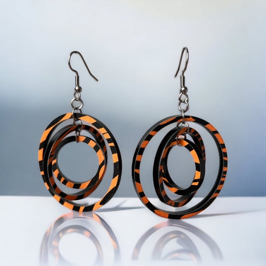 Football Black and Orange Dangle Earrings!