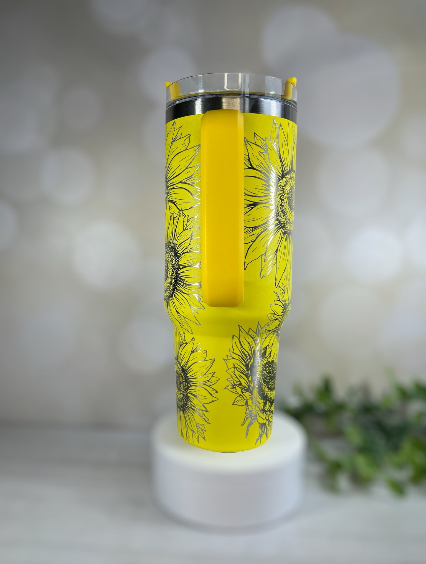 40 oz Yellow Sunflower Engraved Tumbler