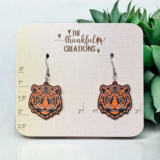 Tiger Earrings Black and Orange