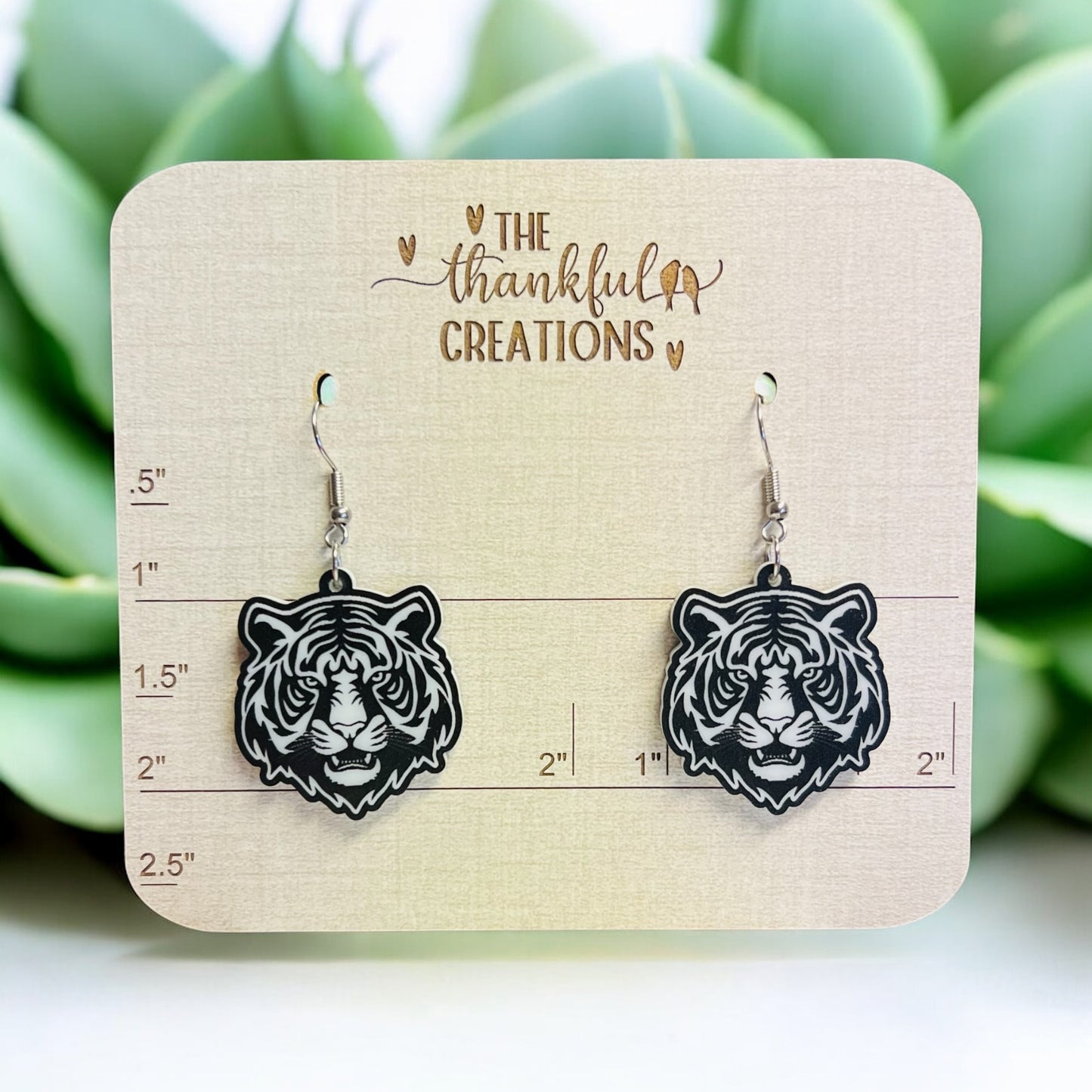Tiger Earrings Black and White
