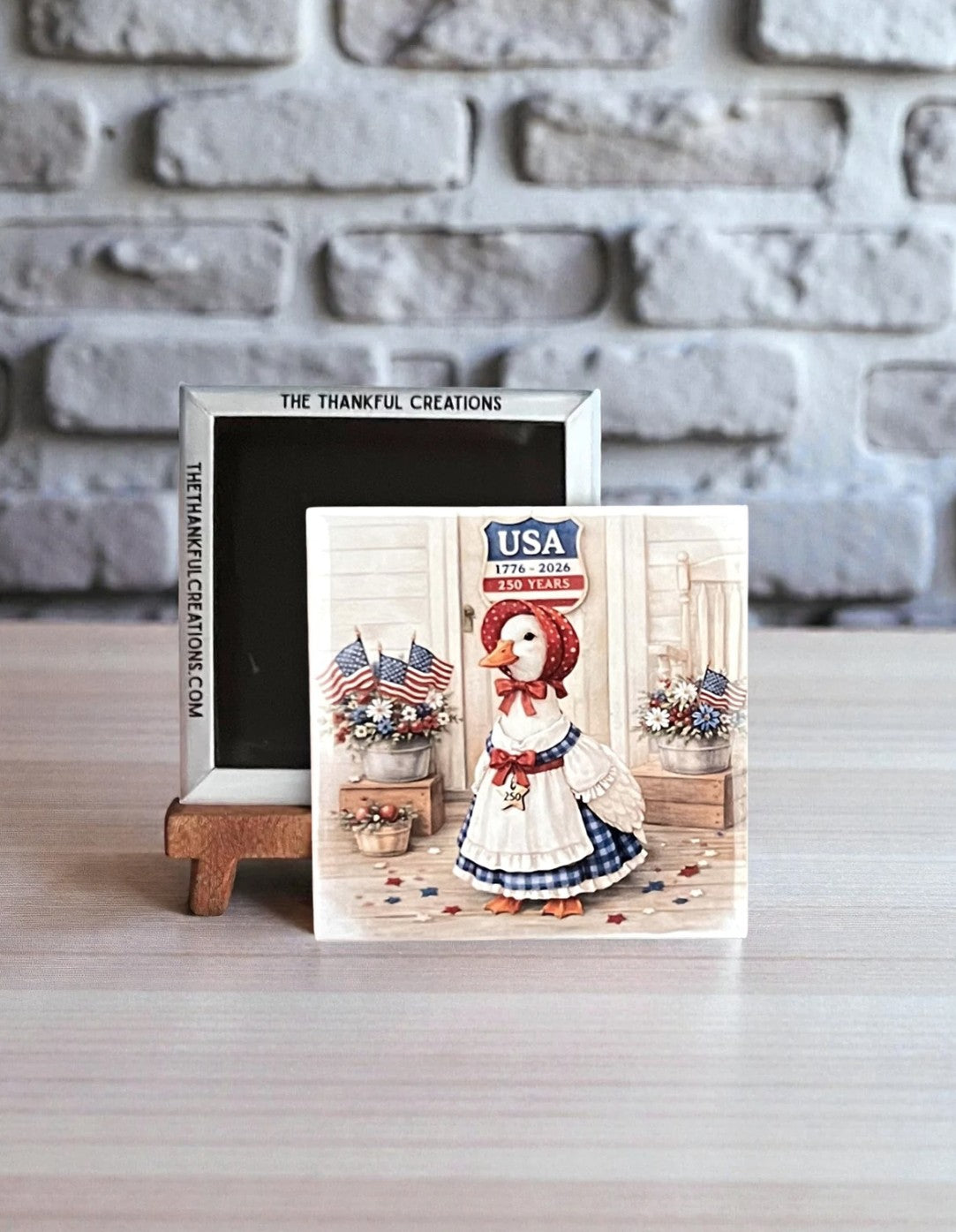 USA 250th Anniversary Porch Goose Magnet