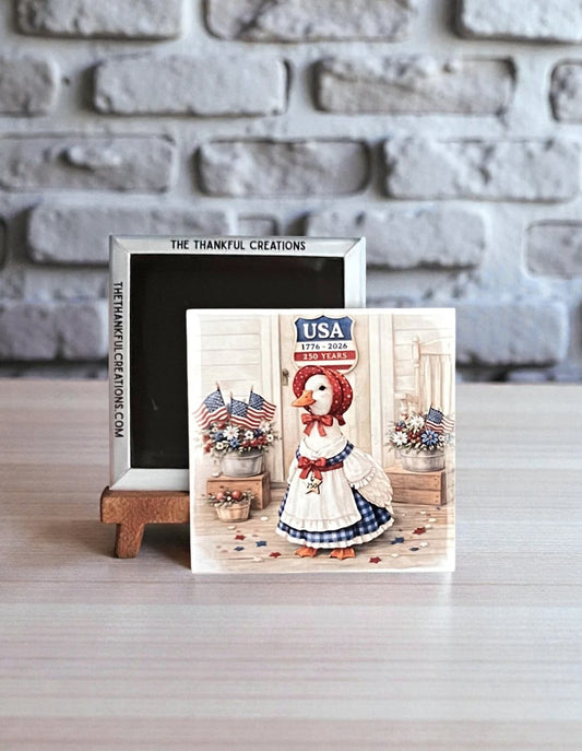 USA 250th Anniversary Porch Goose Magnet