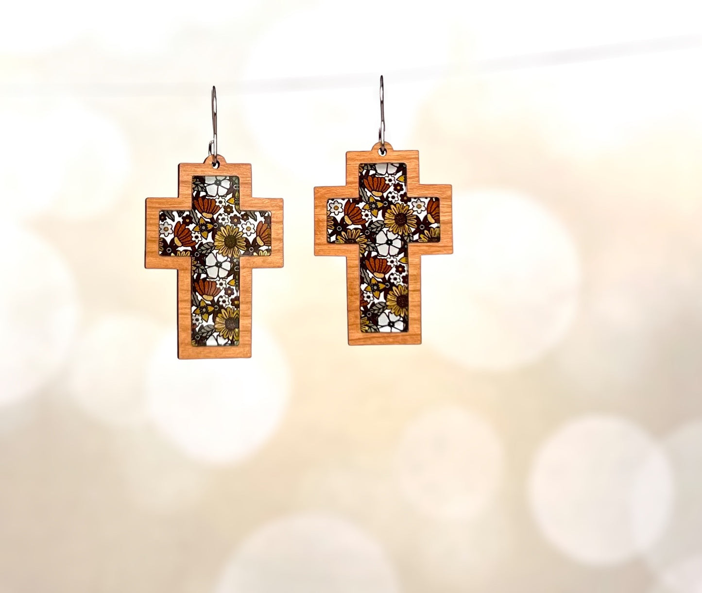 Cross Inlay Earrings