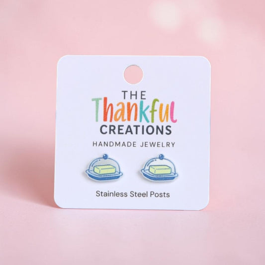 Butter Dish Stud Earrings | Cottagecore Jewelry