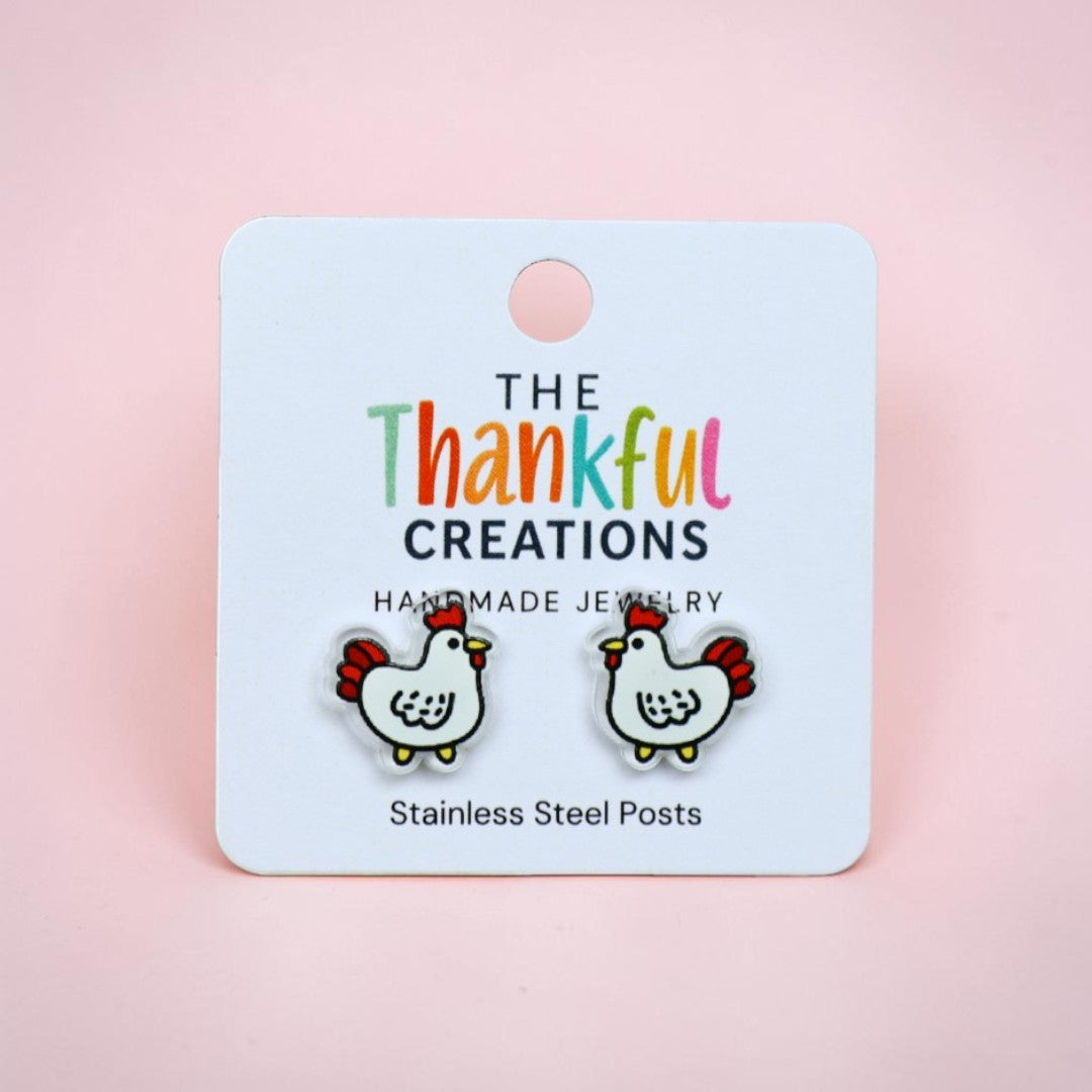 Chicken Stud Earrings | Farmhouse Hen Jewelry