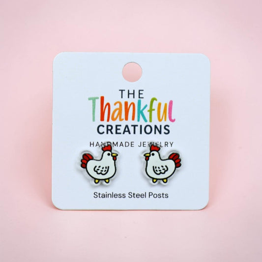 Chicken Stud Earrings | Farmhouse Hen Jewelry