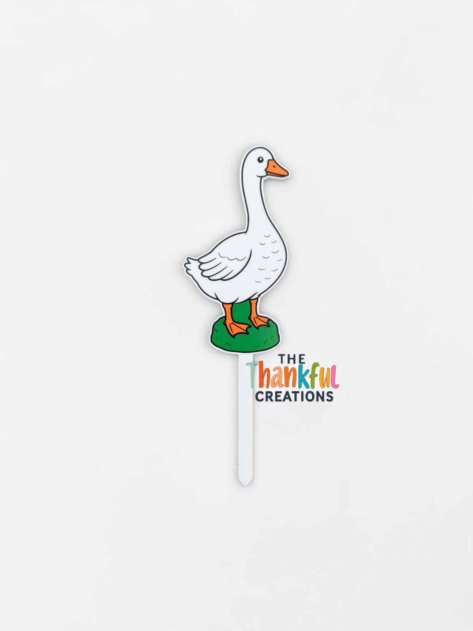 Vintage inspired concrete porch goose plant stake for indoor plants, cottagecore garden decor, grandmacore plant accessory, whimsical farmhouse planter decoration, funny goose gift for plant lovers and houseplant collectors.