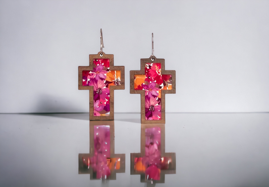 Cross Inlay Earrings