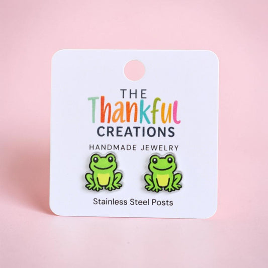 Frog Stud Earrings | Cute Cottagecore Jewelry
