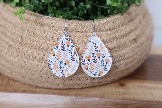 White Floral Earrings