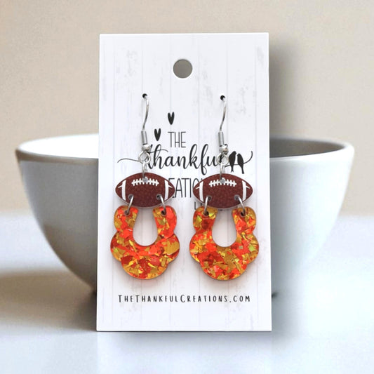 KC Football Team Spirit Dangle Earrings Game Day Chiefs