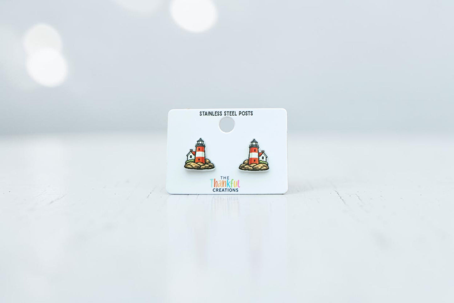 Lighthouse Stud Earrings | Coastal Beach Acrylic Studs
