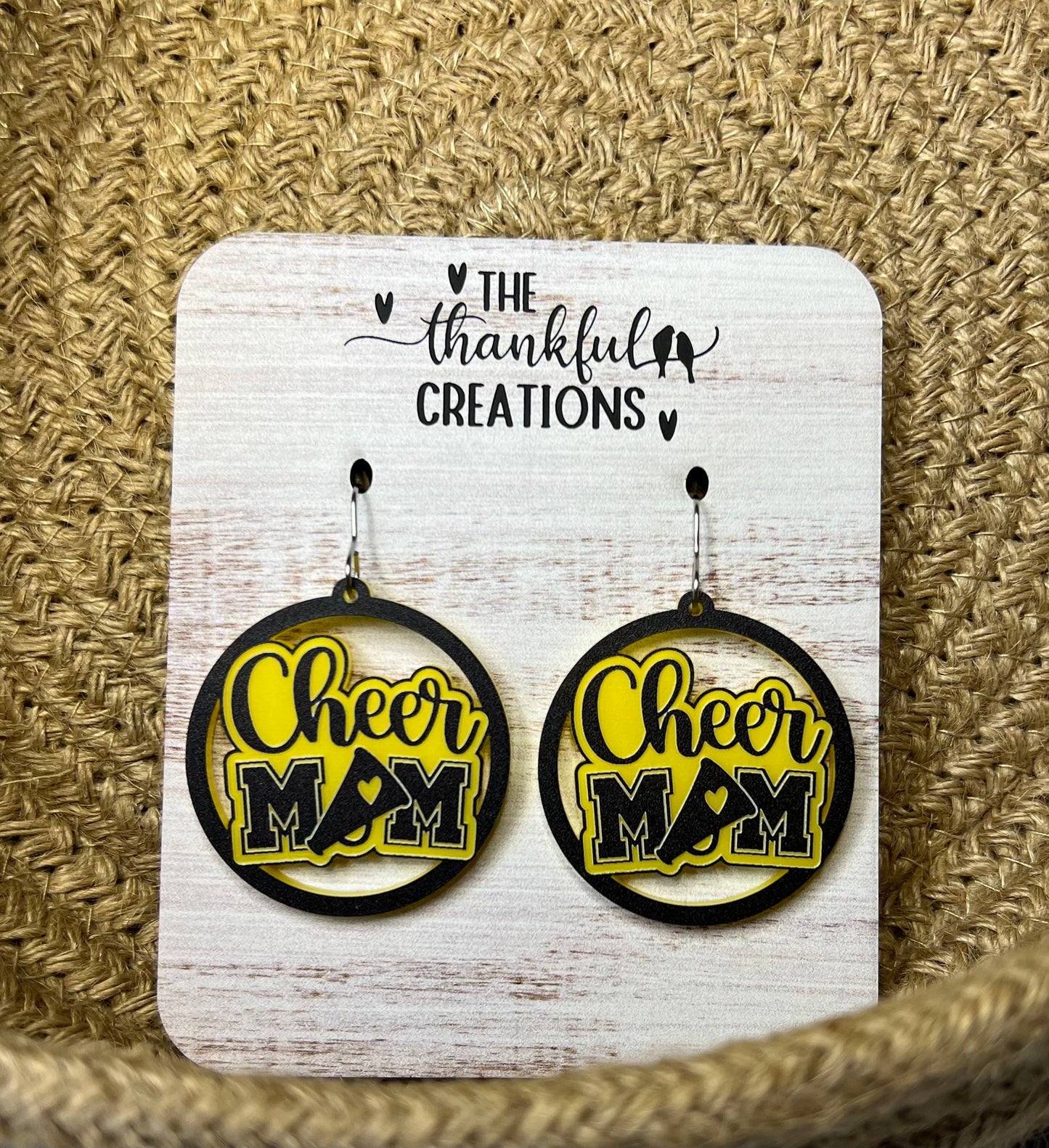 Black and Yellow Cheer Mom Earrings