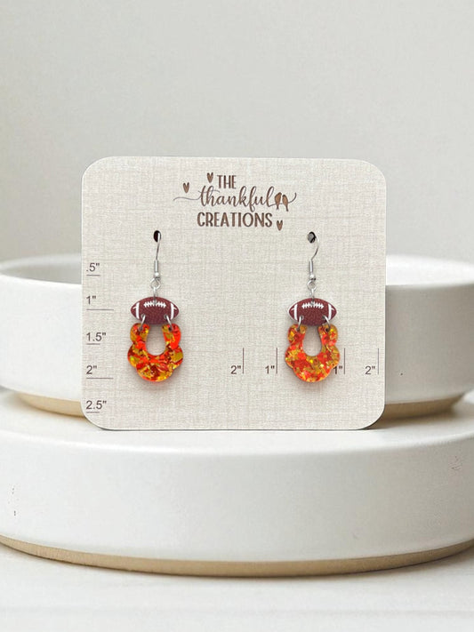 KC Football Team Spirit Dangle Earrings Game Day Chiefs
