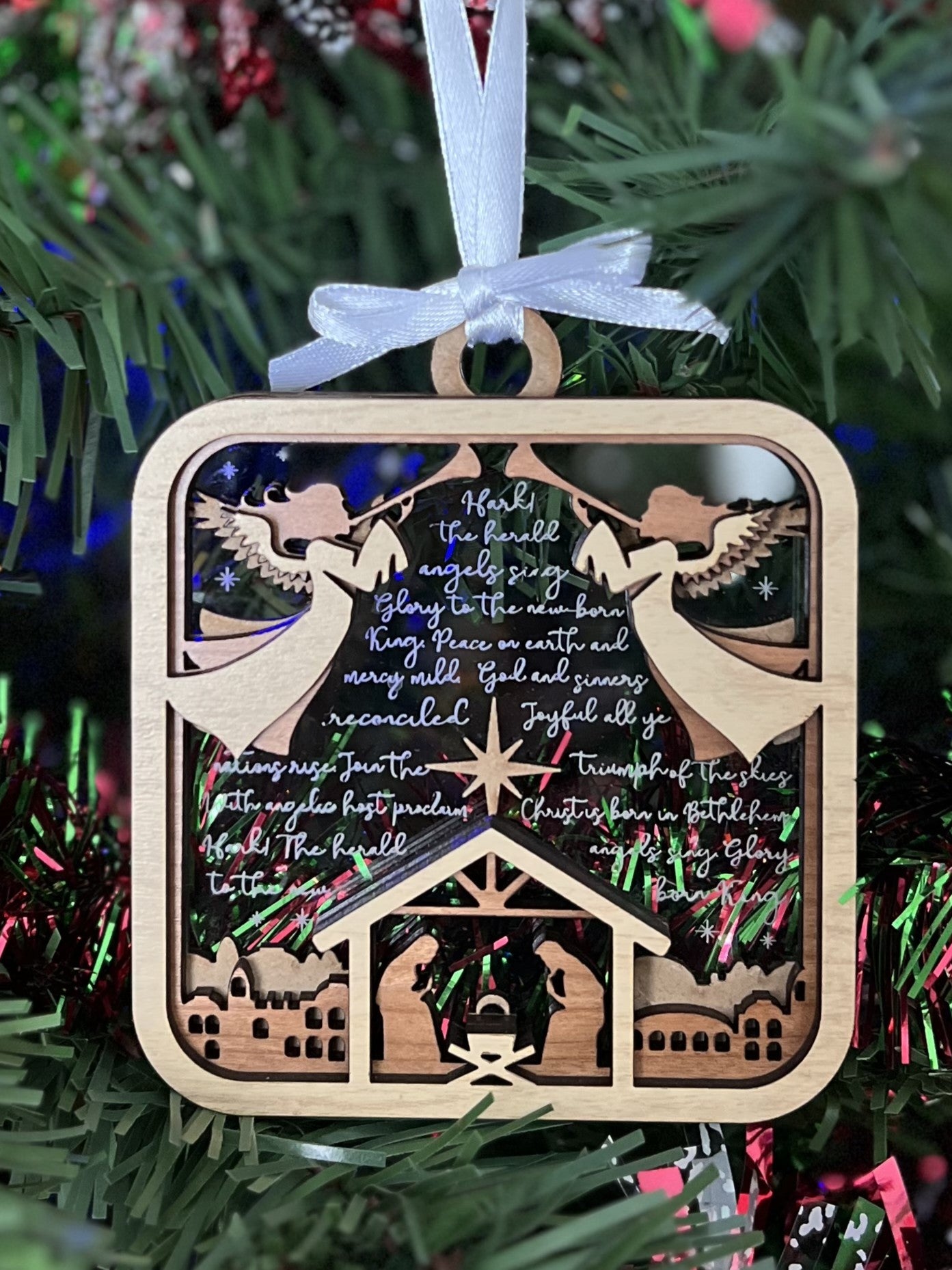Hark The Herald Angel Nativity Christmas Ornament Handmade