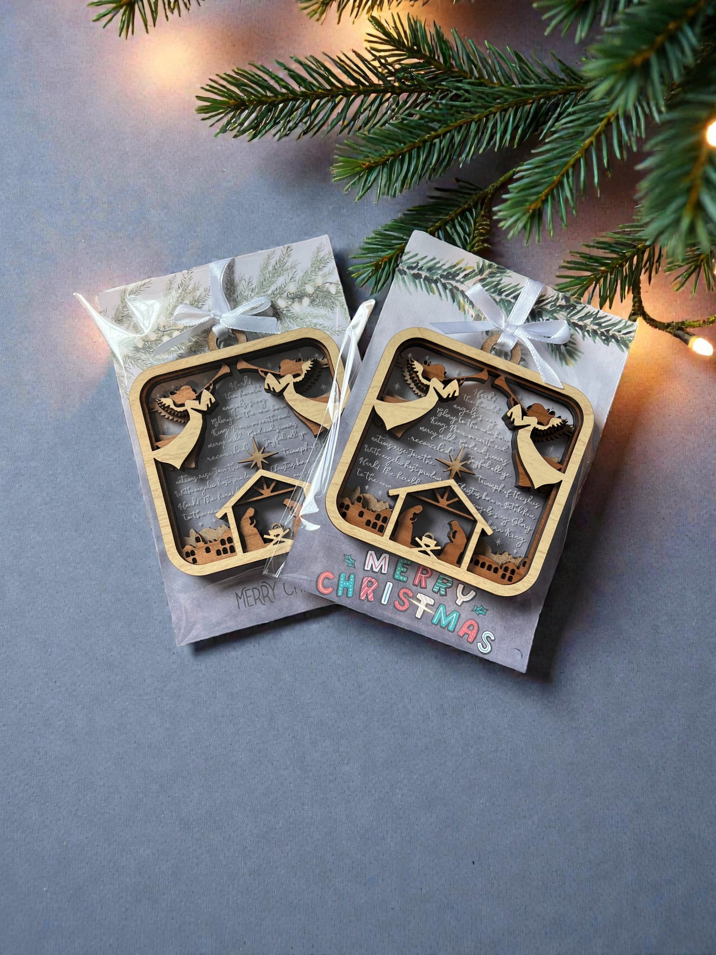 Hark The Herald Angel Nativity Christmas Ornament Handmade