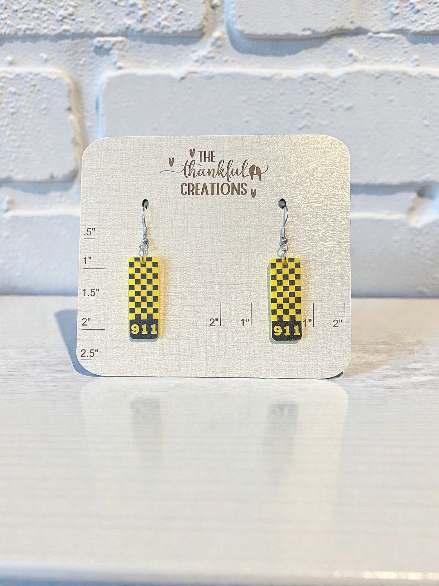 911 Dispatcher Earrings Checkered