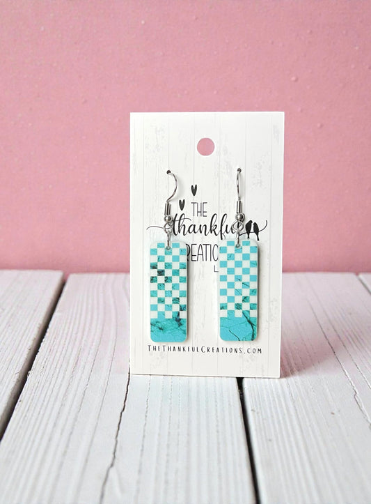Checkered Bar Earring Laser File Bundle SVG PDF