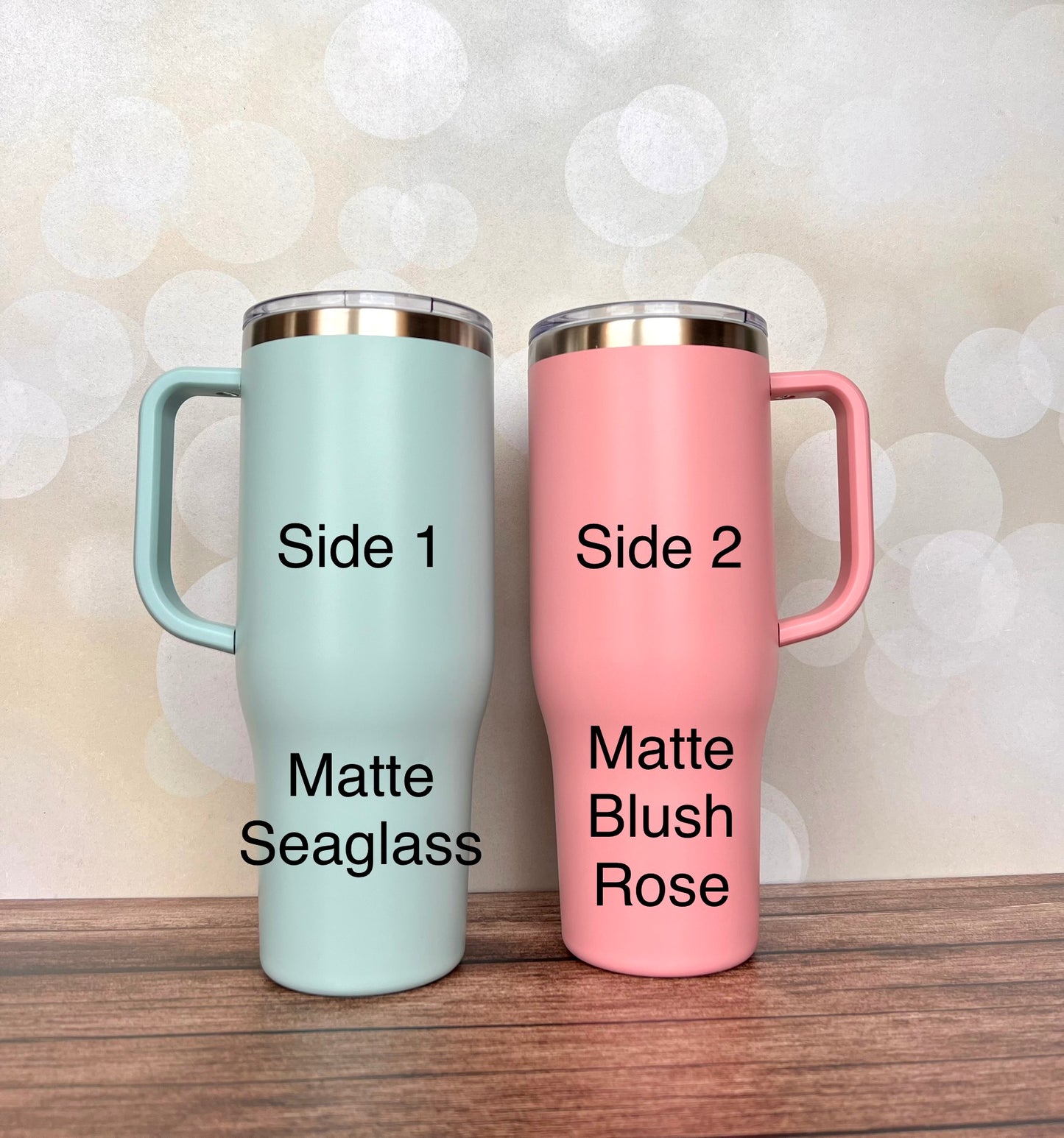40 oz Tumbler with Handle- Two Sided Custom Engraved