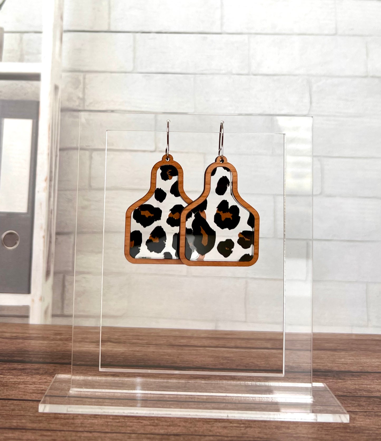 Cow Tag Inlay Earrings