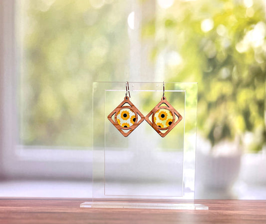 Square and Round Inlay Earrings