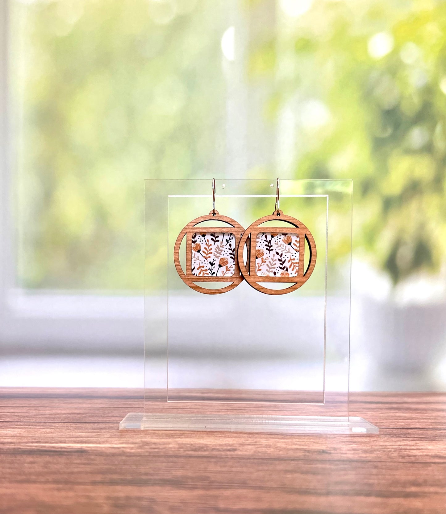 Square and Round Inlay Earrings