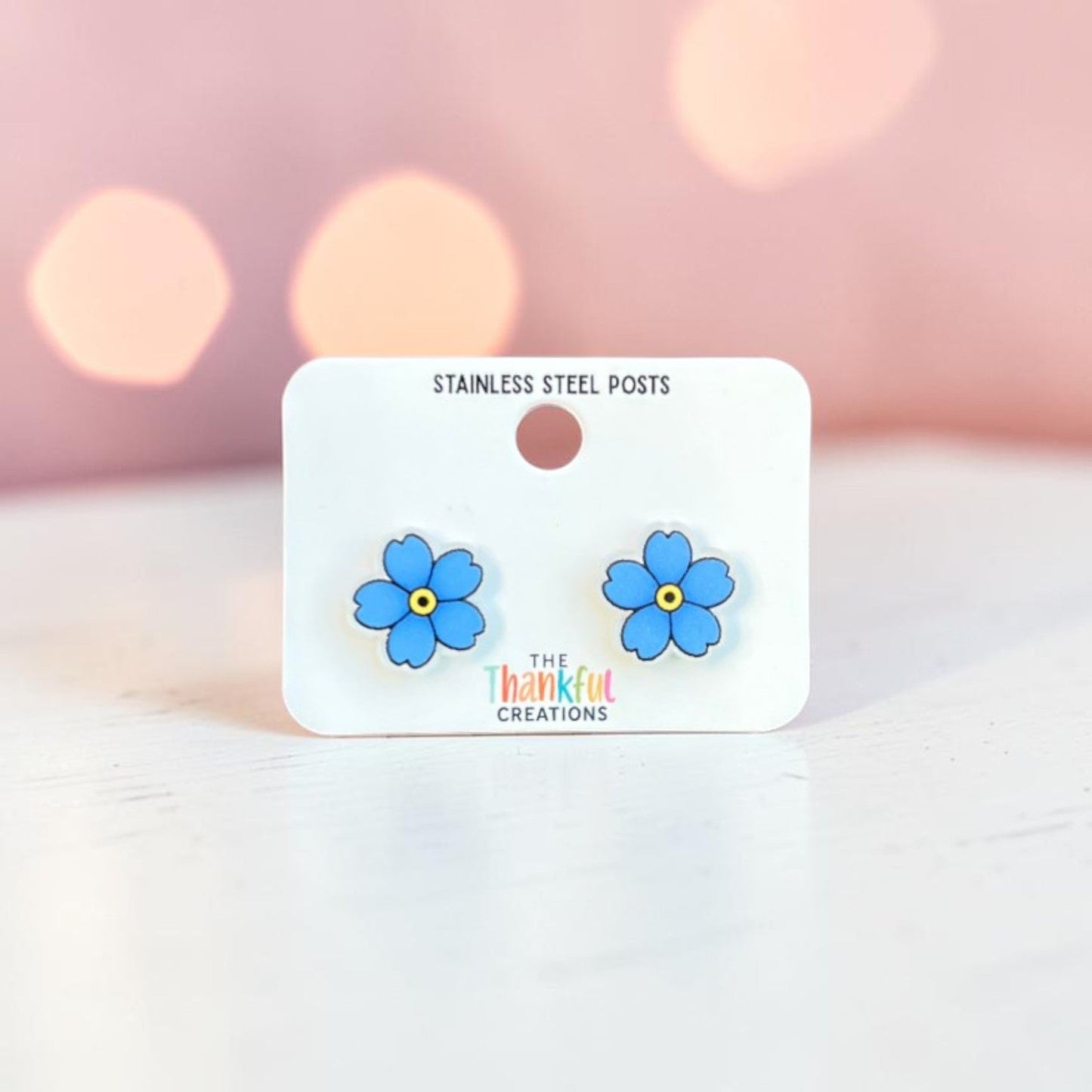 Forget Me Not Flower Stud Earrings | Lightweight Acrylic