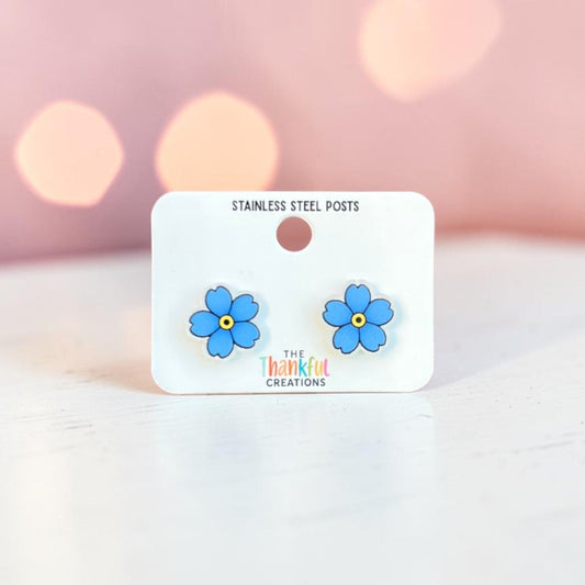 Forget Me Not Flower Stud Earrings | Lightweight Acrylic
