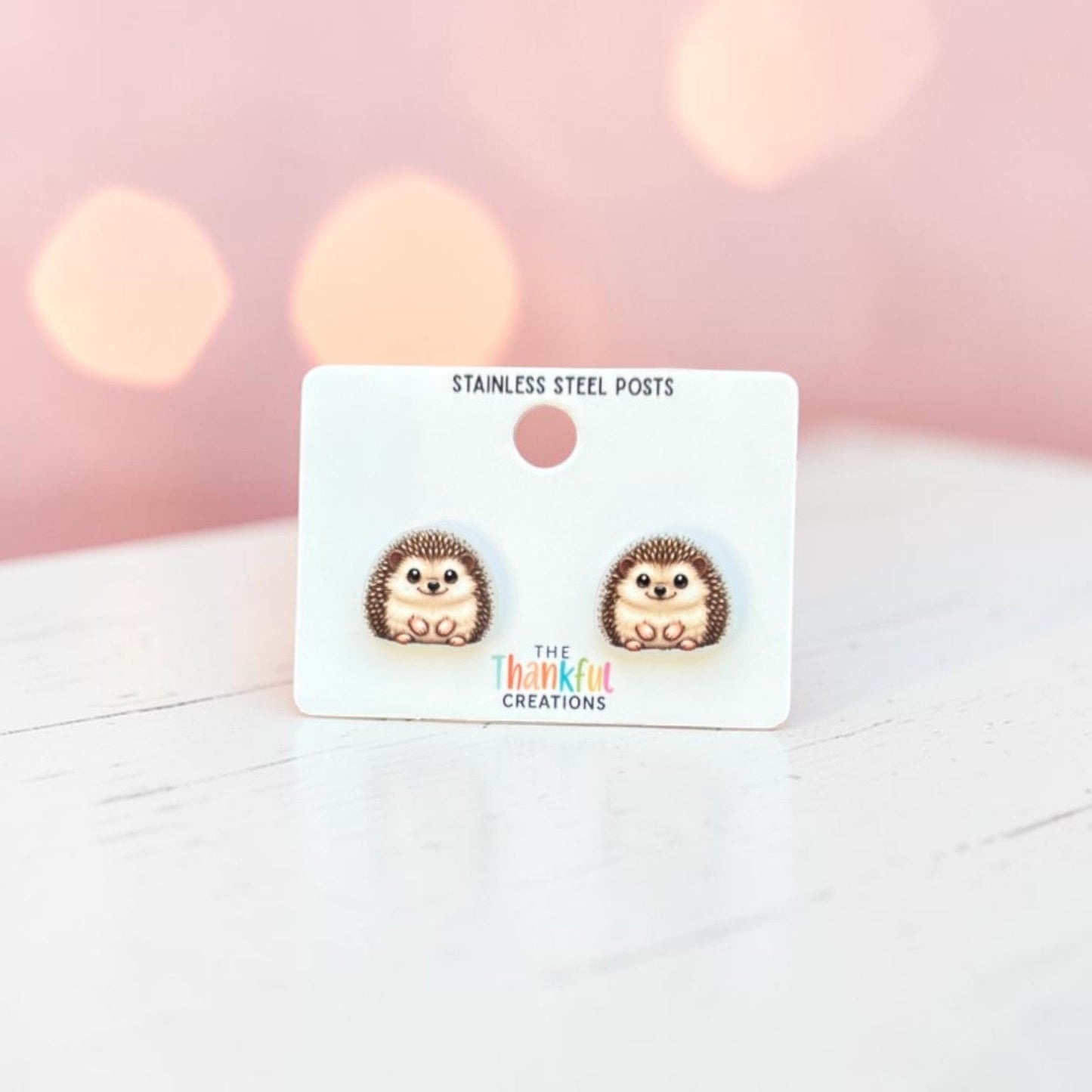 Hedgehog Stud Earrings | Cute Animal Acrylic Studs