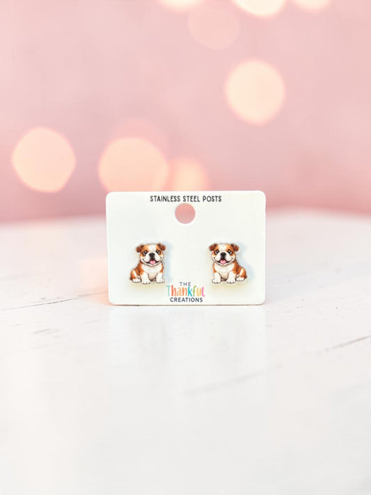 Bulldog Stud Earrings | Mascot Team Spirit Dog Studs