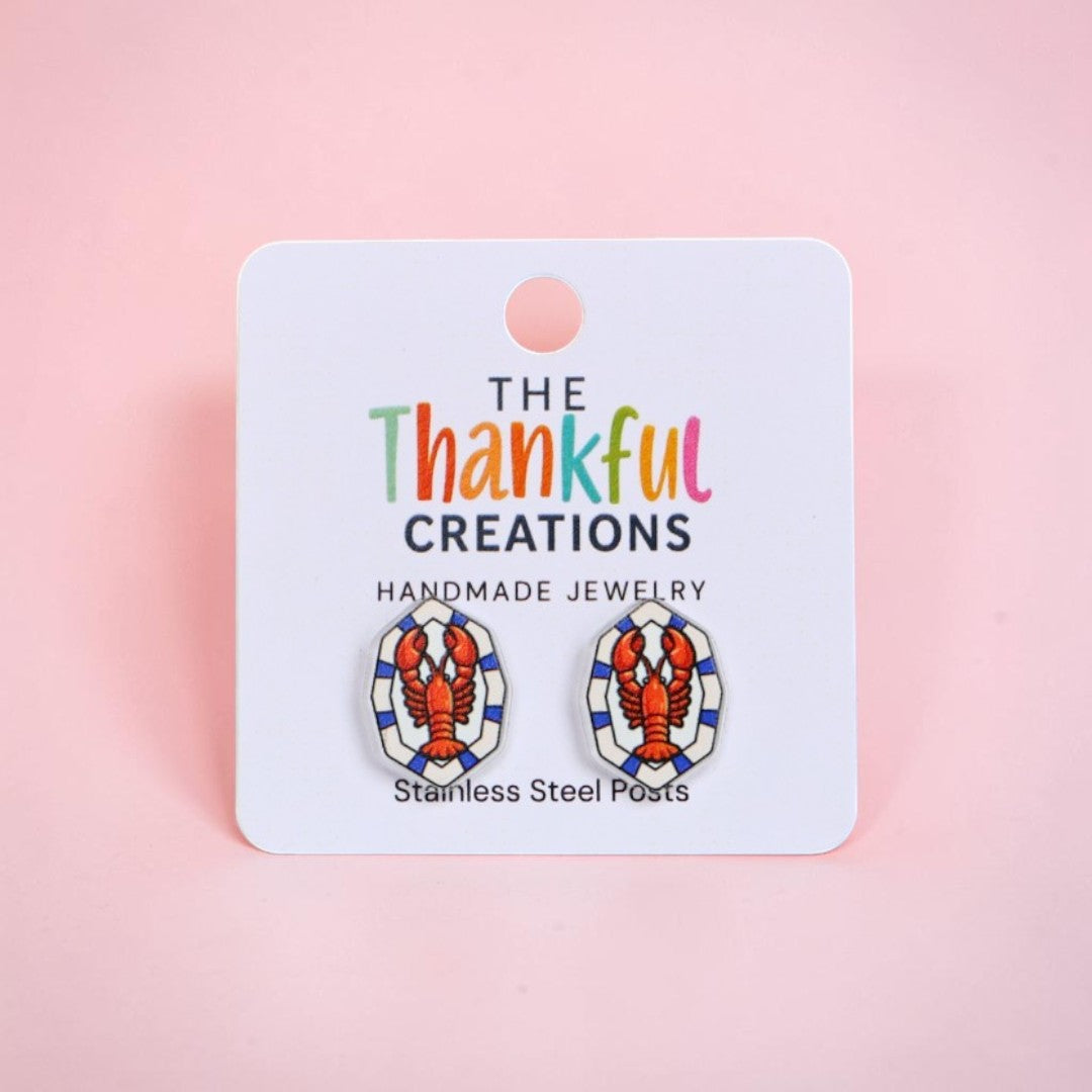 Lobster Stud Earrings | Coastal Nautical Jewelry