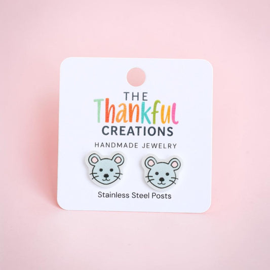 Mouse Stud Earrings | Cute Animal Jewelry