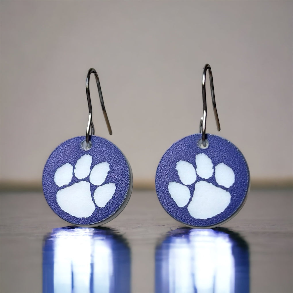 Blue and White Paw Earrings