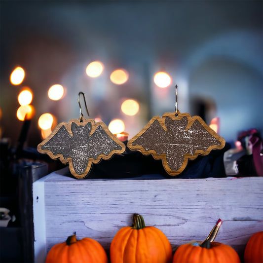 Halloween Bat Inlay Earrings