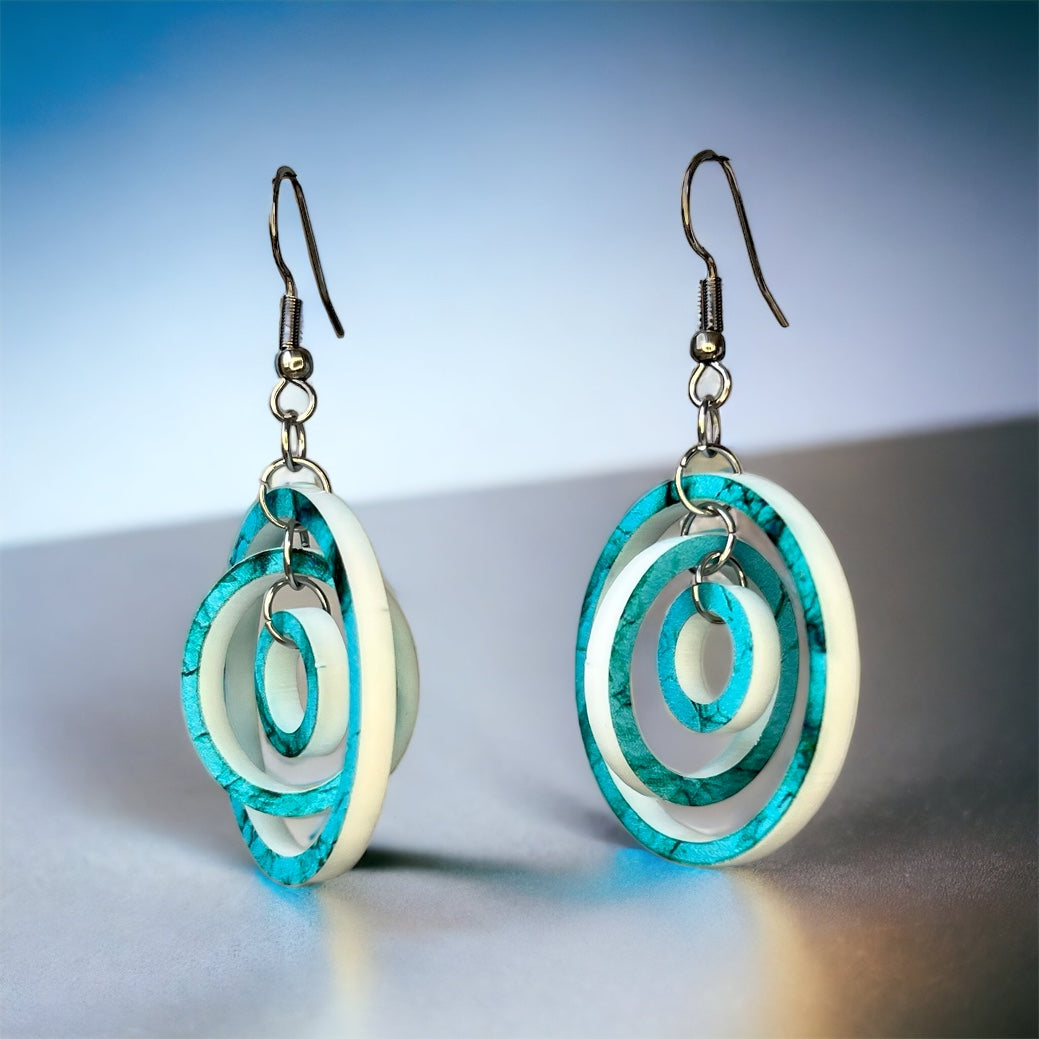 Turquoise and White Dangle Earrings!