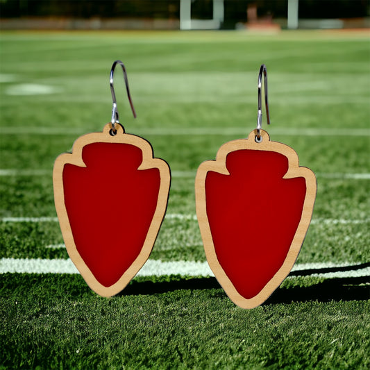 Arrowhead Wood and Acrylic Earrings