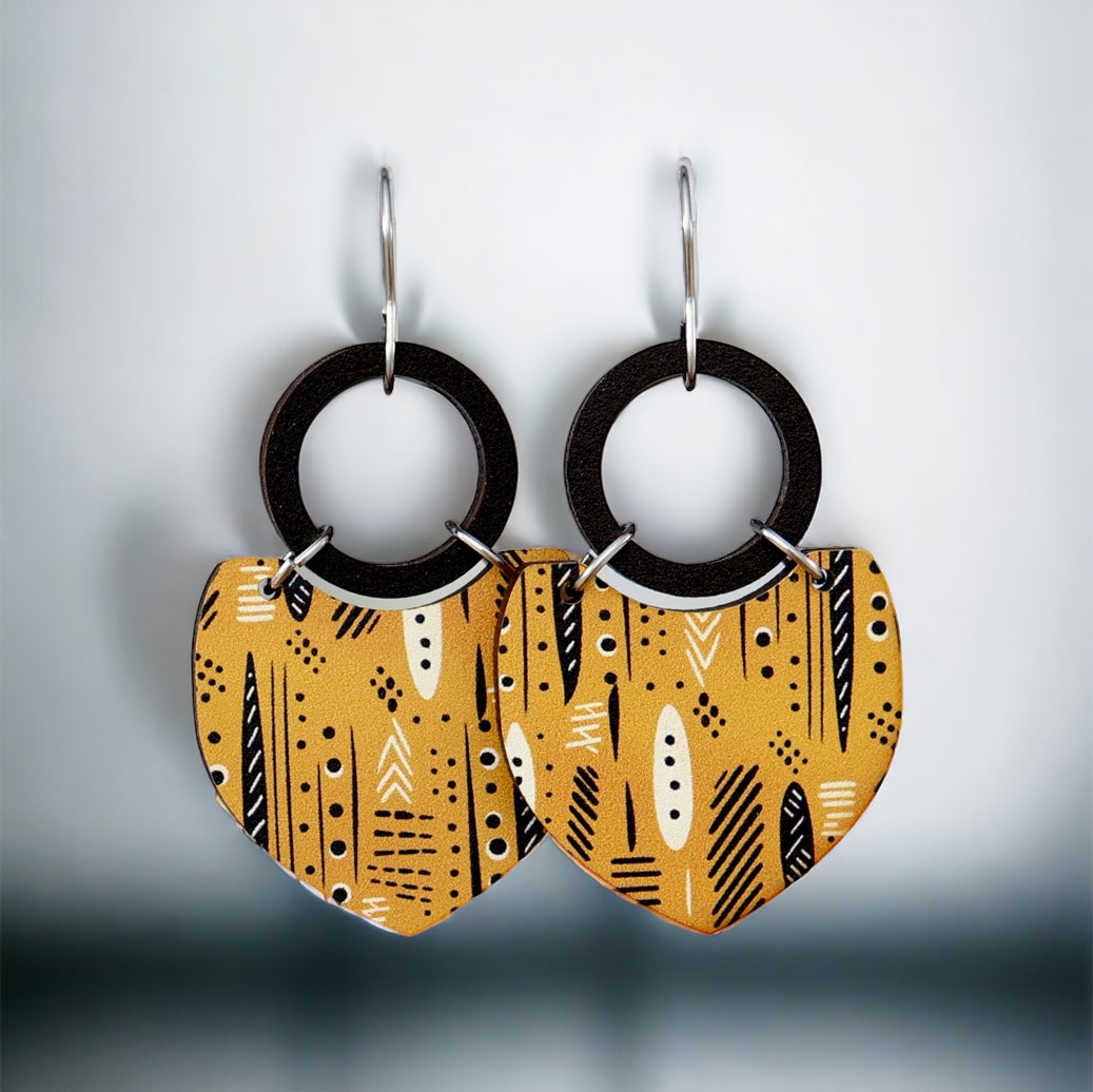 Boho Mustard Print Earrings