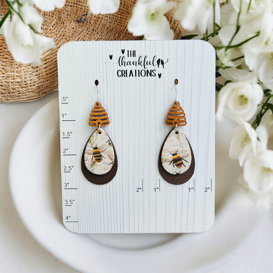 Bee Hive Earrings (Choose your design!)