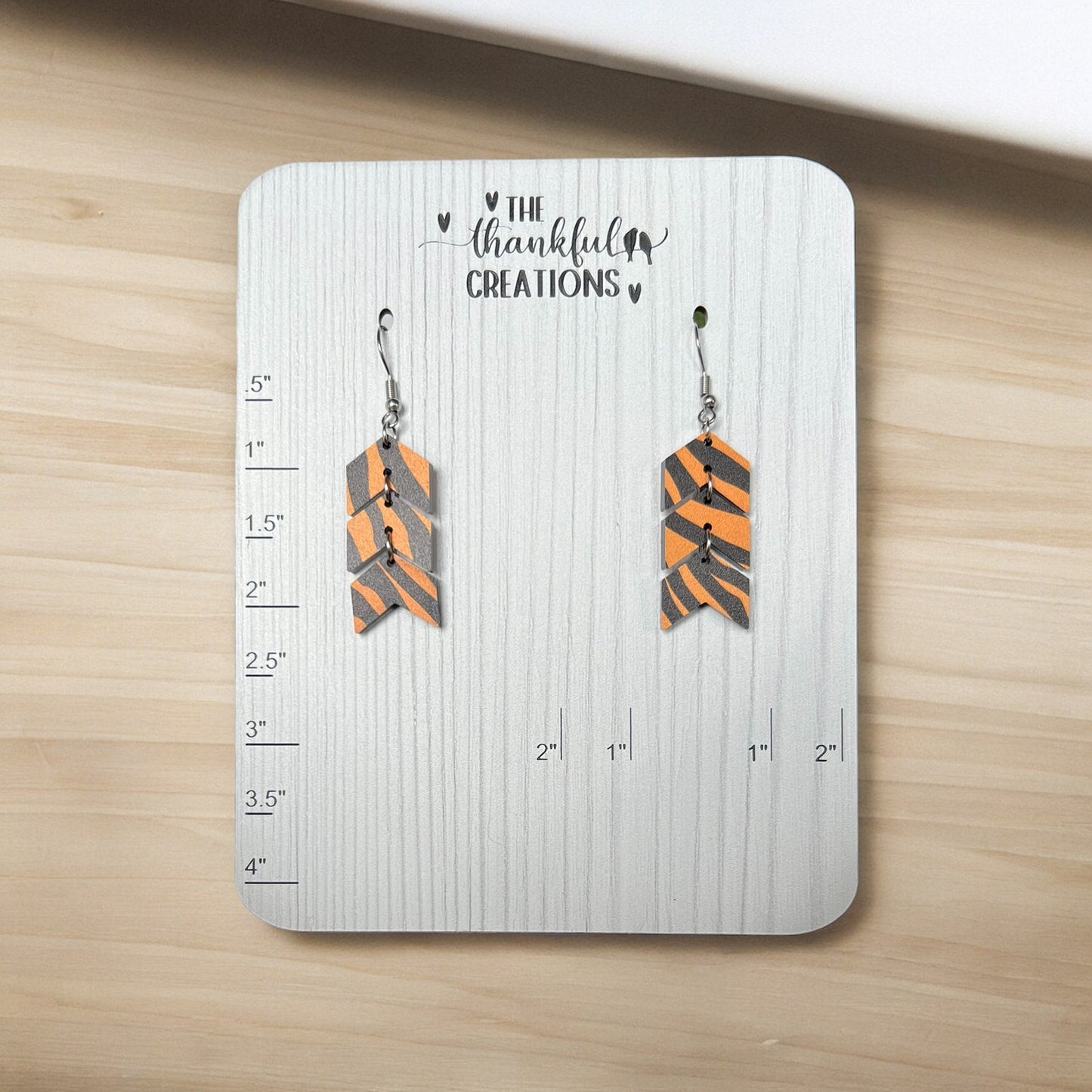 Black and Orange Tiger Striped Earrings