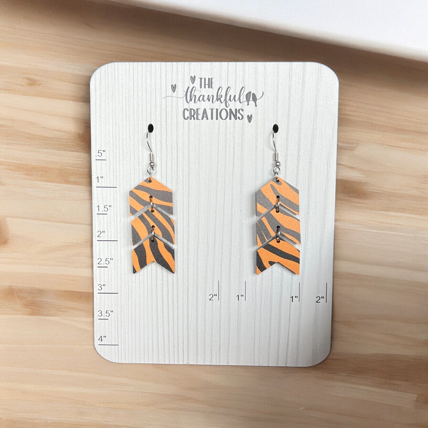 Black and Orange Tiger Striped Earrings