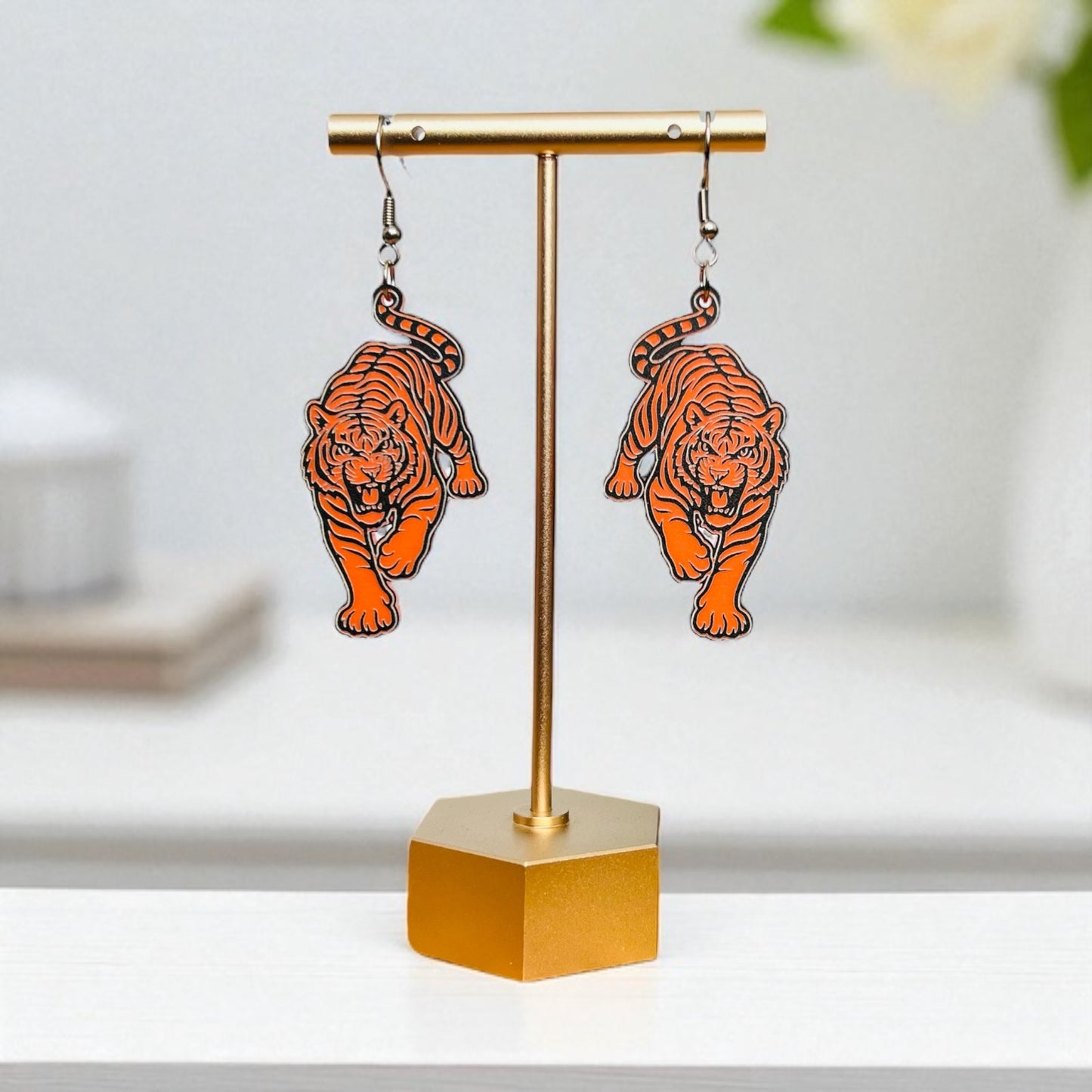 Tiger Mascot Game Day Earrings