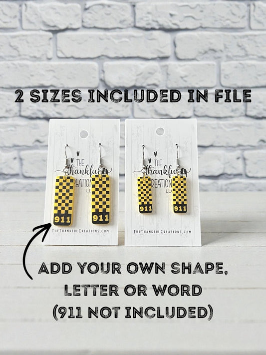 Checkered Bar Earring Laser File Bundle SVG PDF
