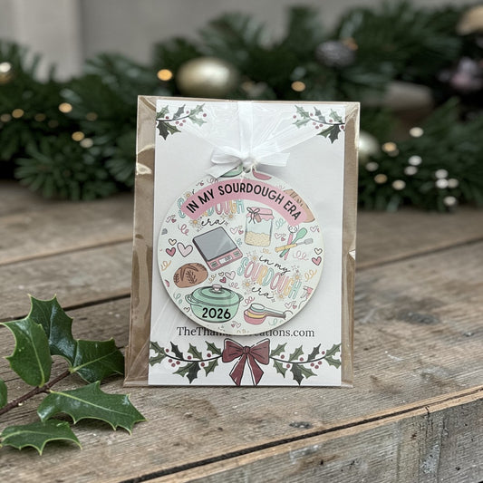 Baking ornament gift for sourdough lovers, bread themed Christmas gift idea for bakers and foodies