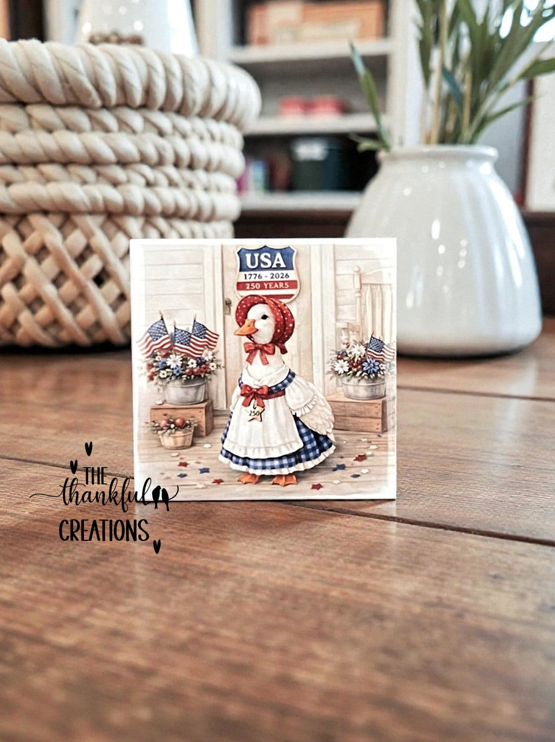 USA 250th Anniversary Porch Goose Magnet